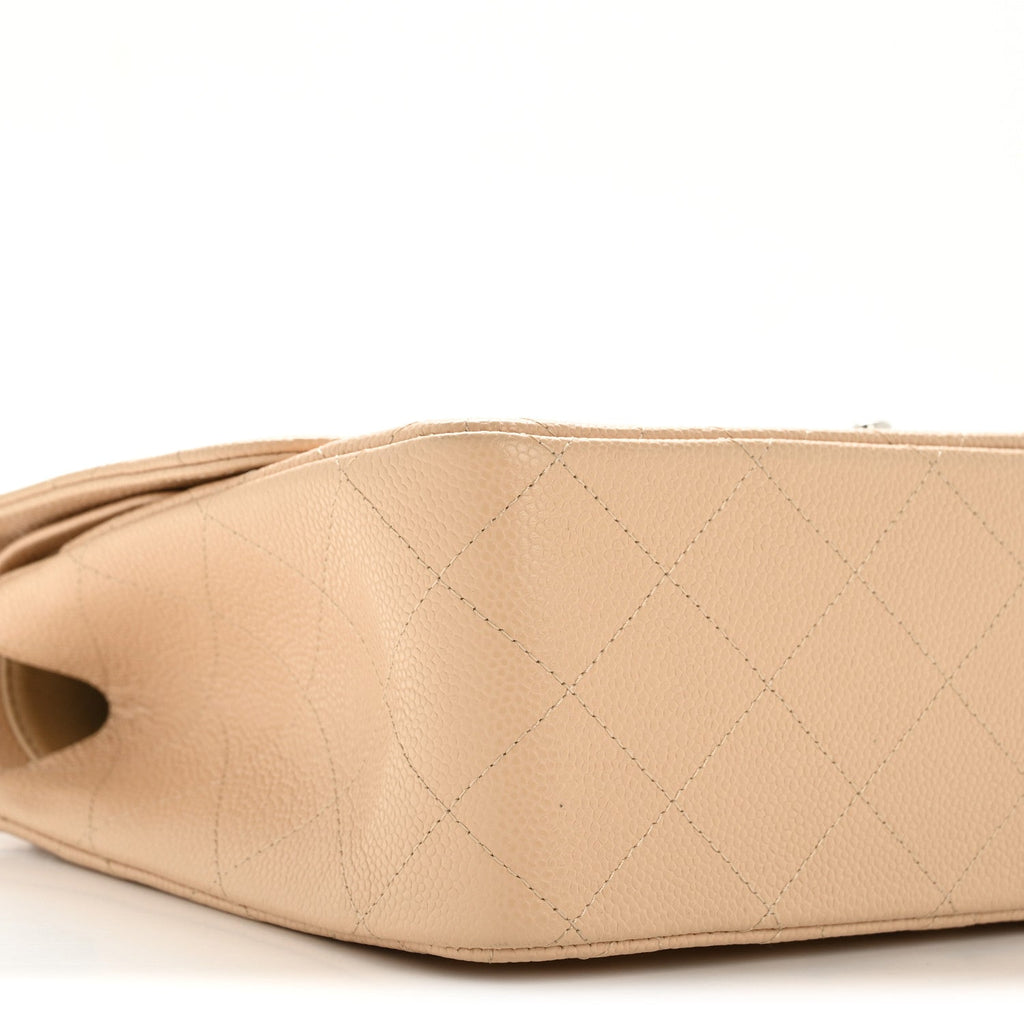 Chanel Caviar Quilted Jumbo Double Flap Beige Clair