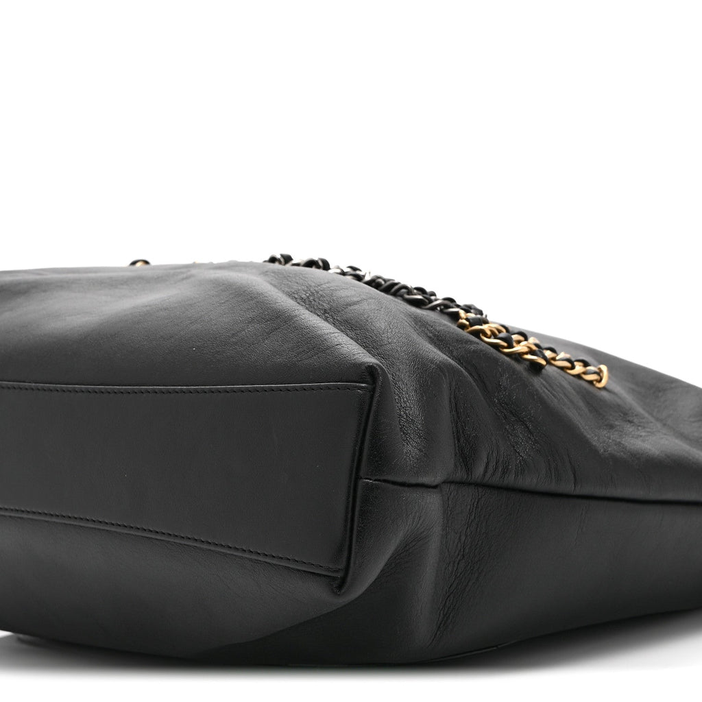 Chanel Calfskin Chain 20s Signature Tote Black