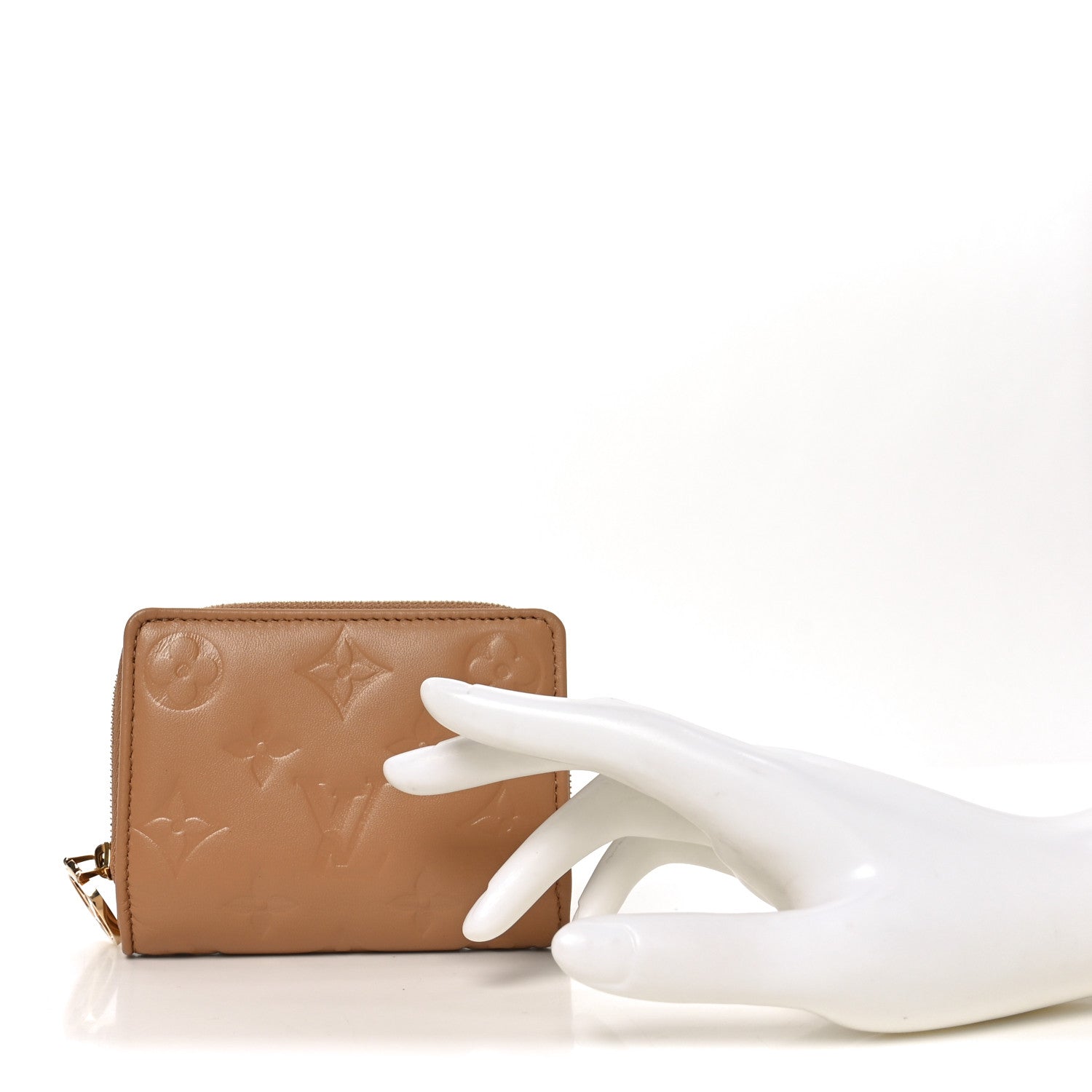 Louis Vuitton Lambskin Embossed Monogram Lou Coussin Wallet Camel