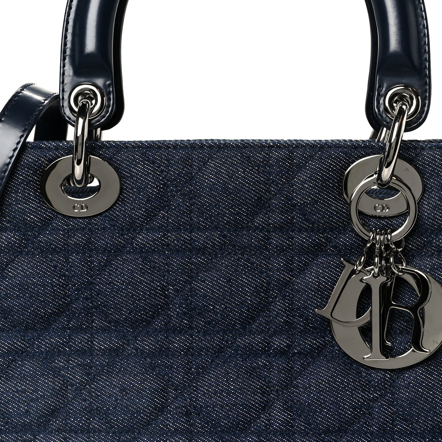 Christian Dior Denim Cannage Medium Lady Dior Blue Black