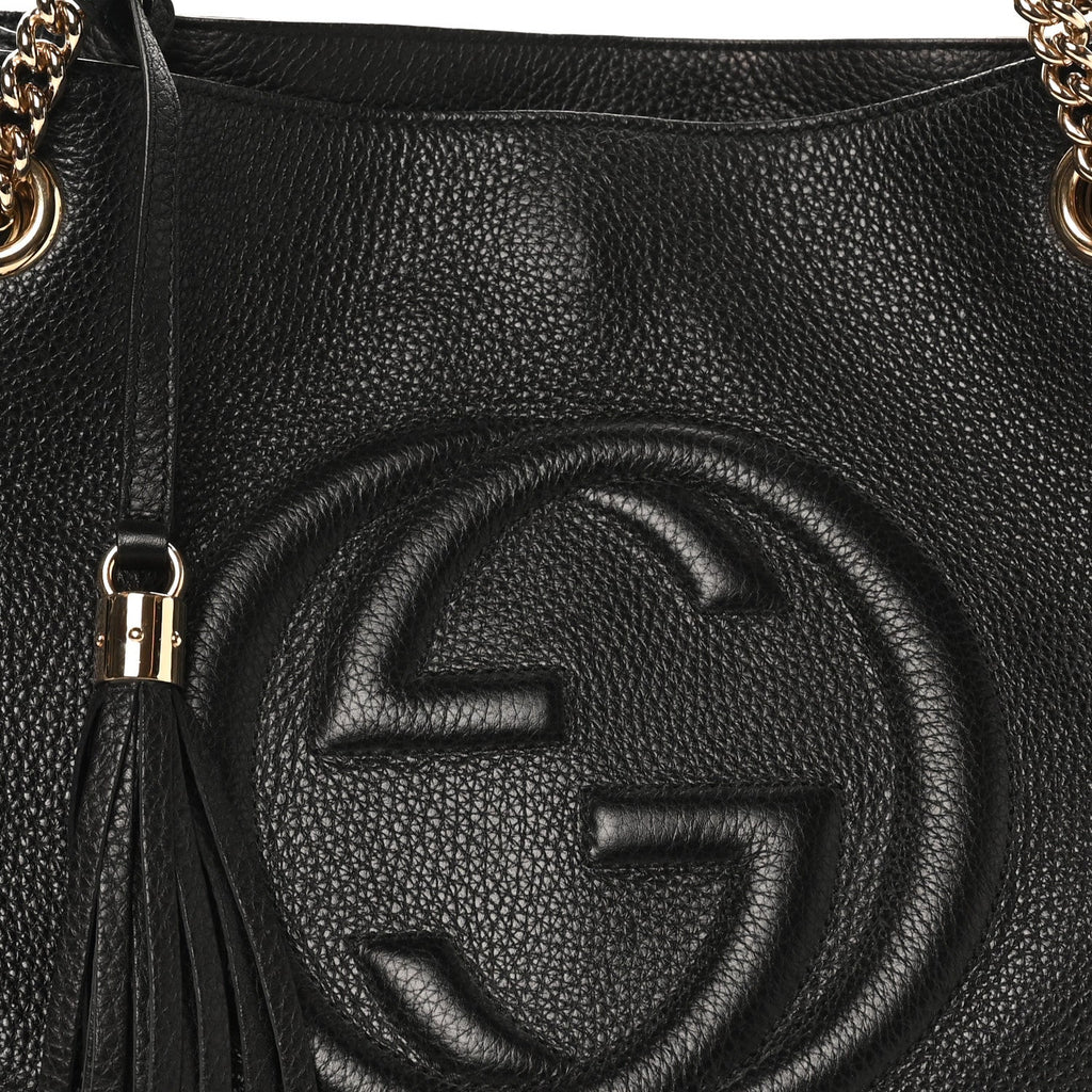 Gucci Pebbled Calfskin Medium Soho Chain Shoulder Bag Black