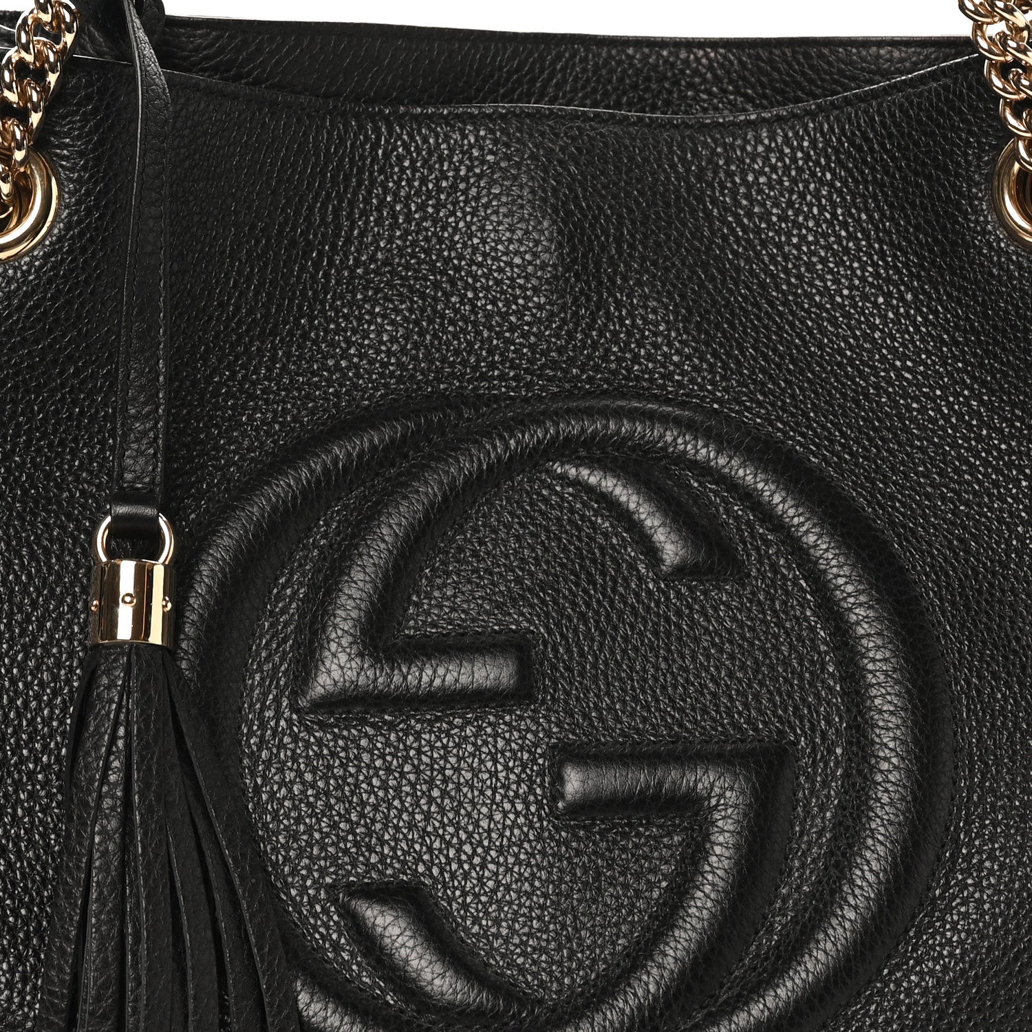 Gucci Pebbled Calfskin Medium Soho Chain Shoulder Bag Black