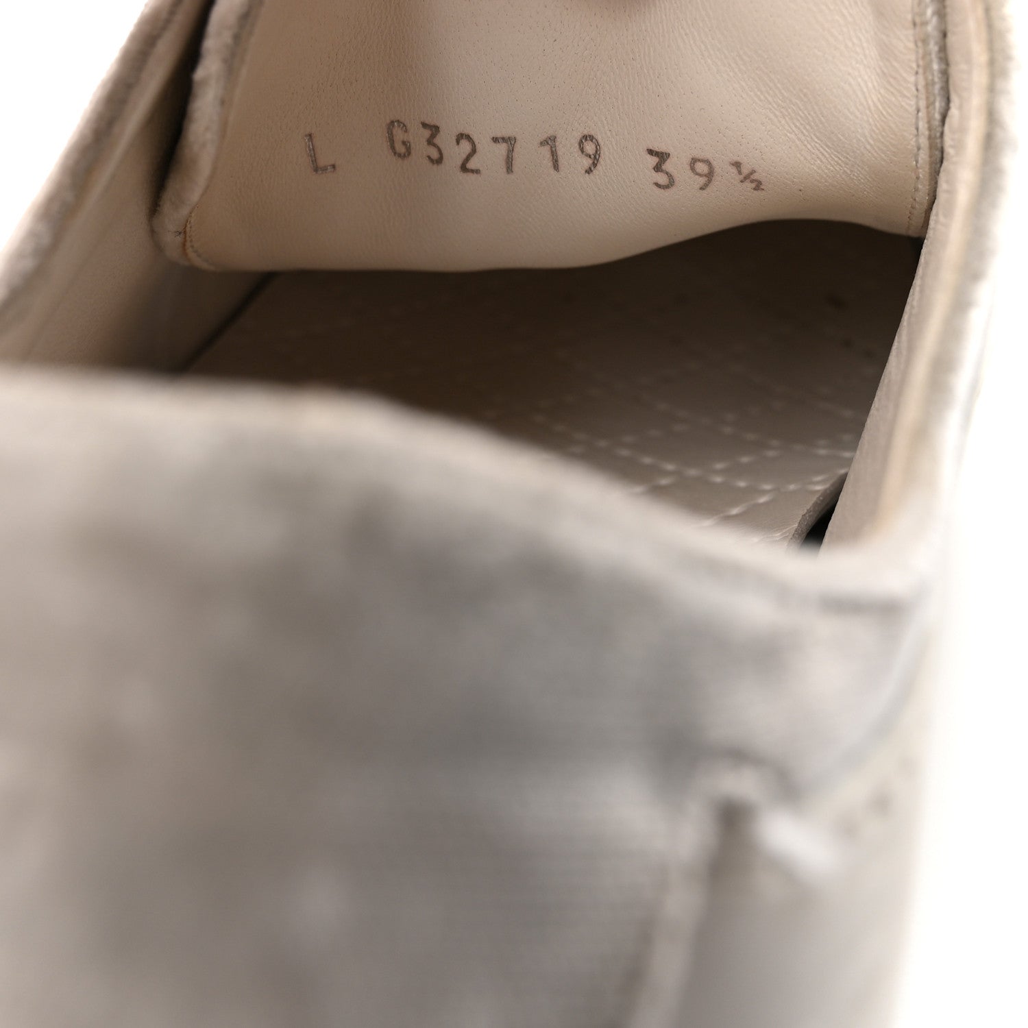 Calfskin Velvet Womens CC Sneakers 39.5 White Silver