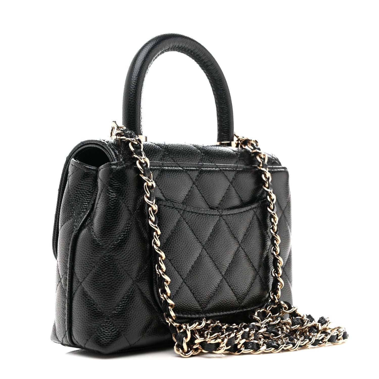 Chanel Caviar Quilted Coco Handle Clutch With Chain Black