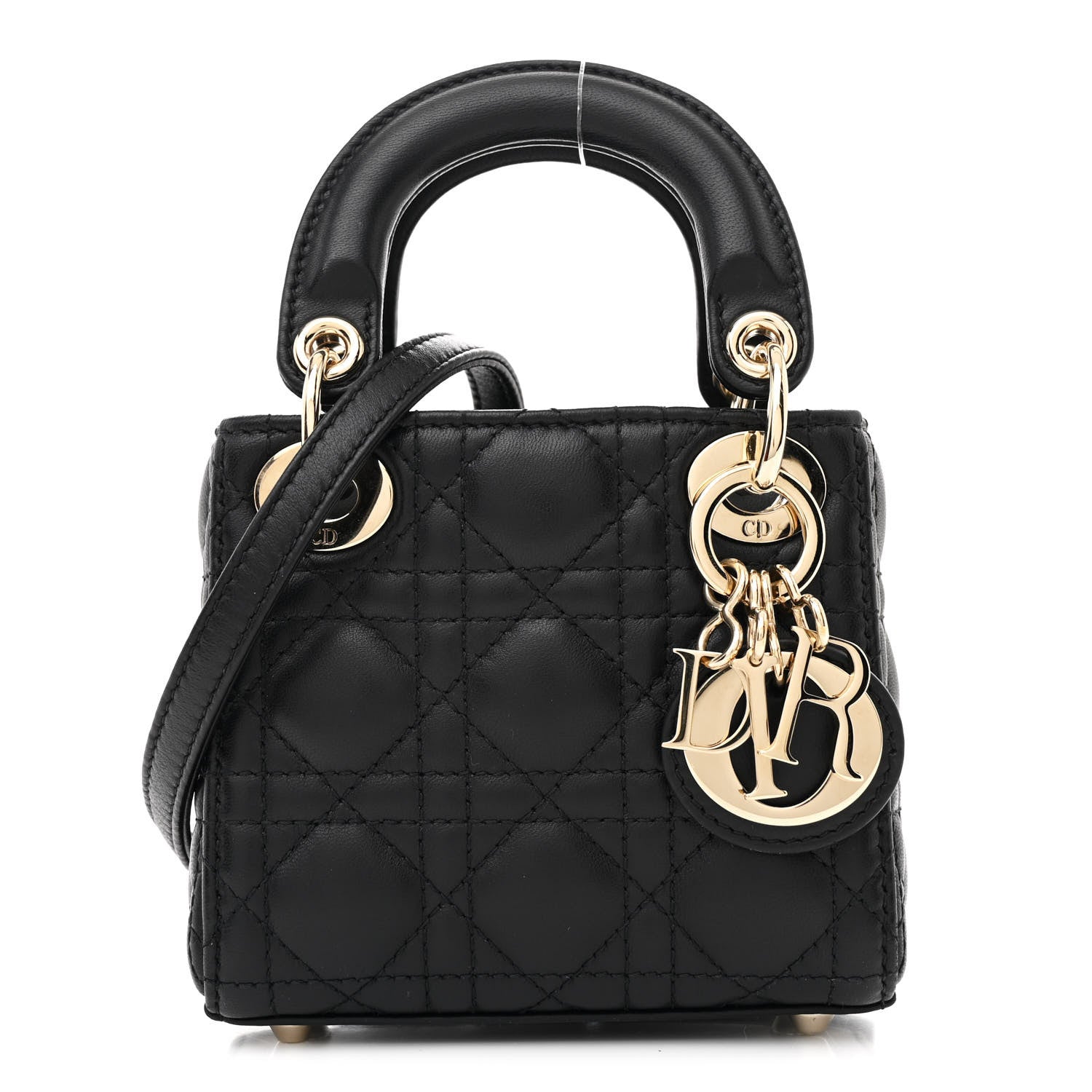 Christian Dior Lambskin Cannage Micro Lady Dior Black