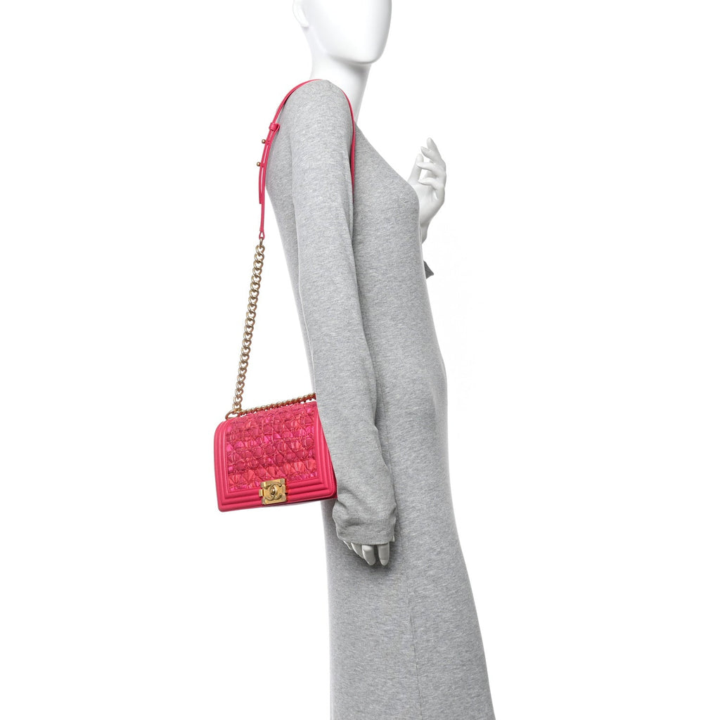 Chanel Lambskin Tweed Medium Boy Flap Fuchsia