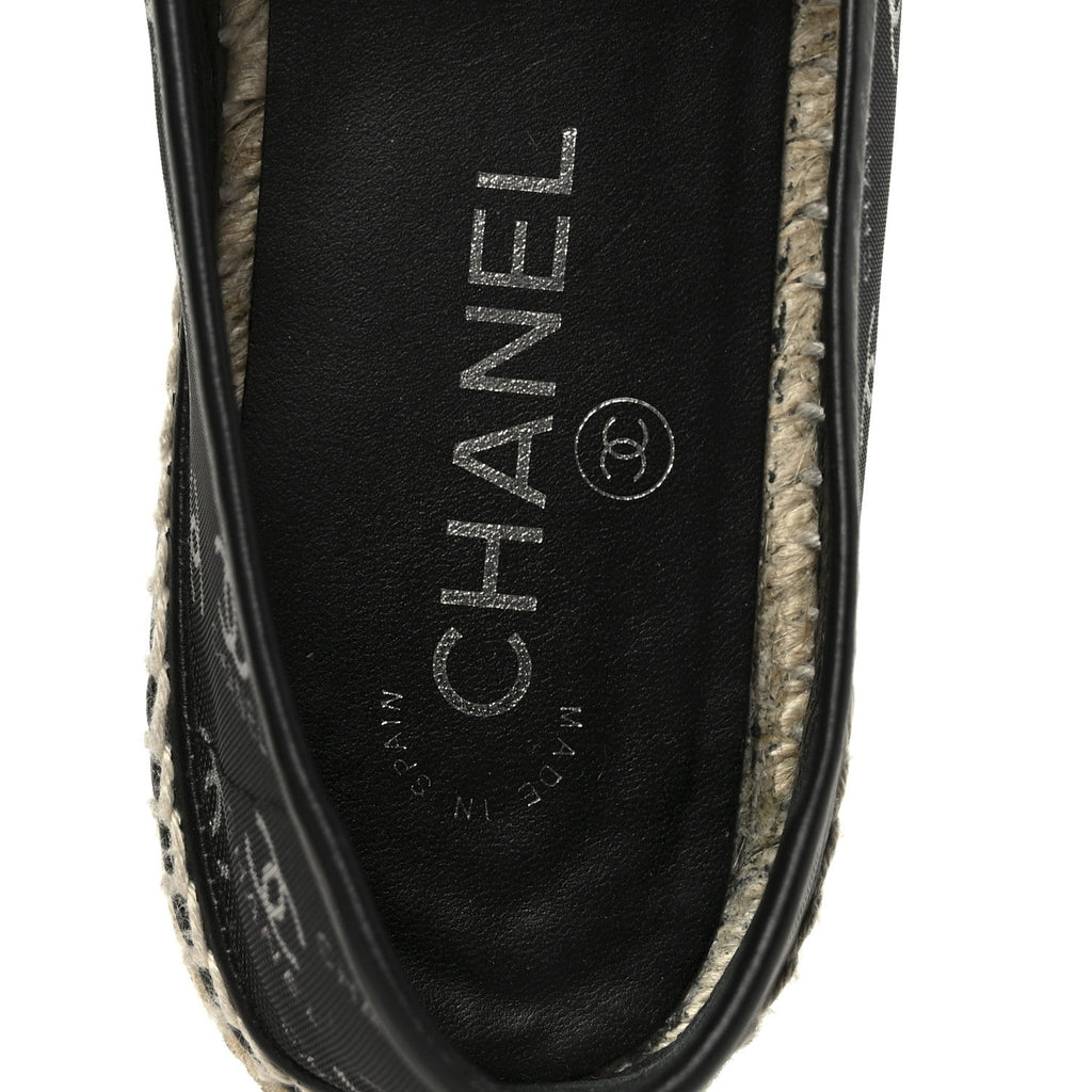 Mesh Grosgrain CC Espadrilles 38 Black White