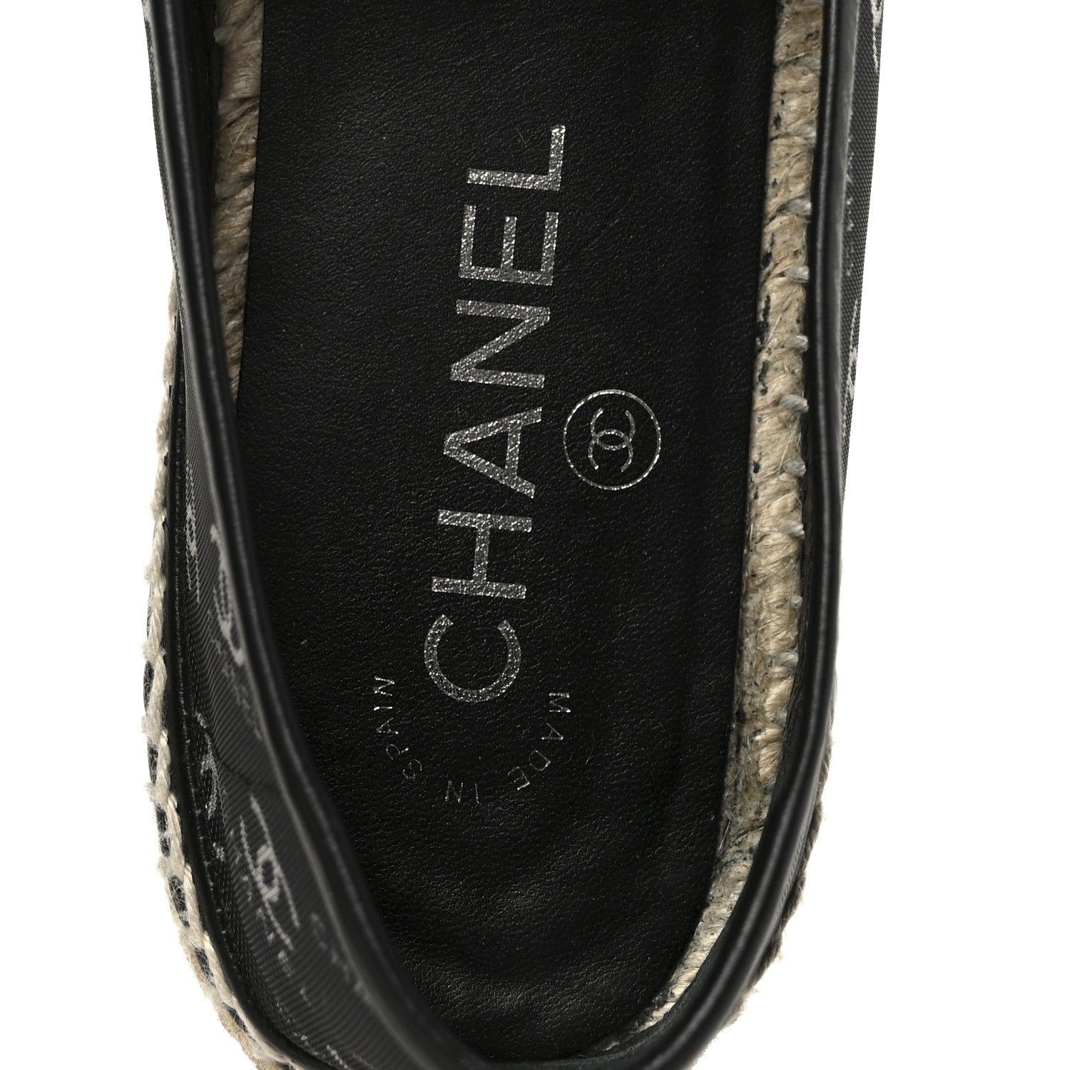 Mesh Grosgrain CC Espadrilles 38 Black White