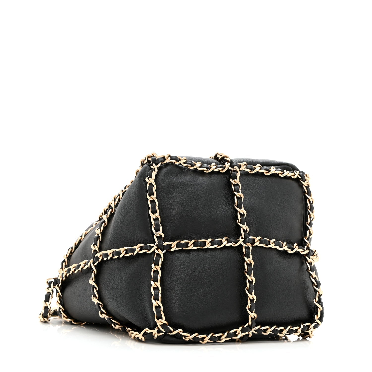 Chanel Lambskin Bucket Chain Drawstring Bag Black