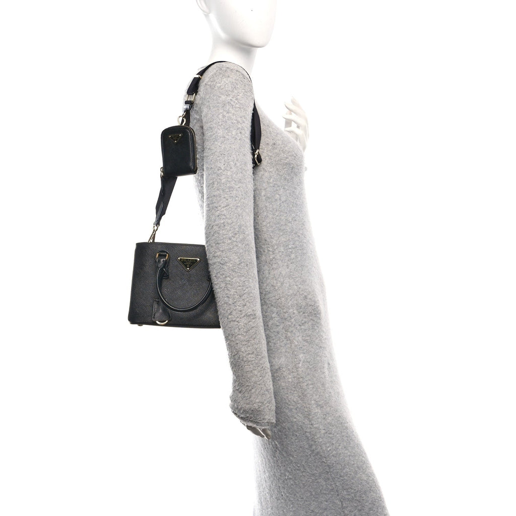 Prada Saffiano Lux Micro Galleria Shoulder Bag Black