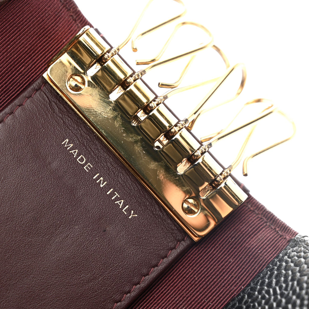 Caviar Quilted 6 Key Holder Black