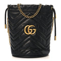 Gucci Calfskin Matelasse Mini GG Marmont 2.0 Bucket Bag Black