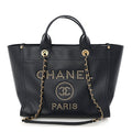 Chanel Caviar Small Studded Deauville Tote Navy