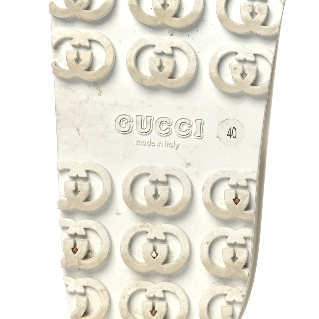 Gucci Soft Rubber Womens Interlocking G Platform 42mm Slide Sandals 40 Off White