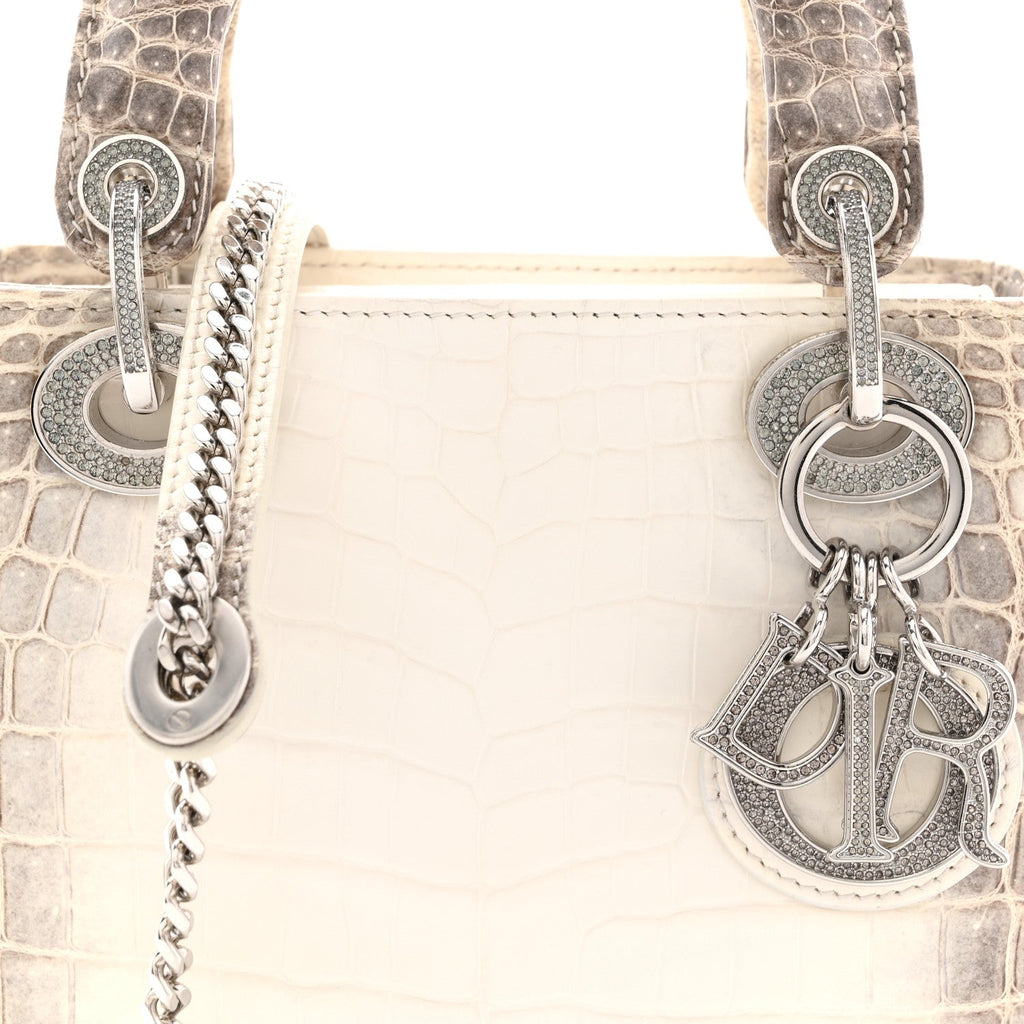 Christian Dior Niloticus Crocodile Himalaya Crystal Mini Lady Dior White