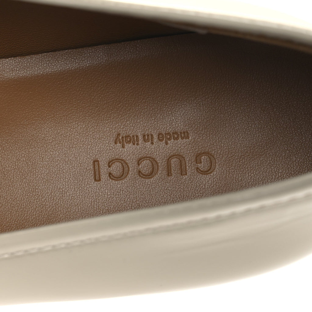 Gucci Patent Womens Jordaan Loafers 39.5 New Ivory