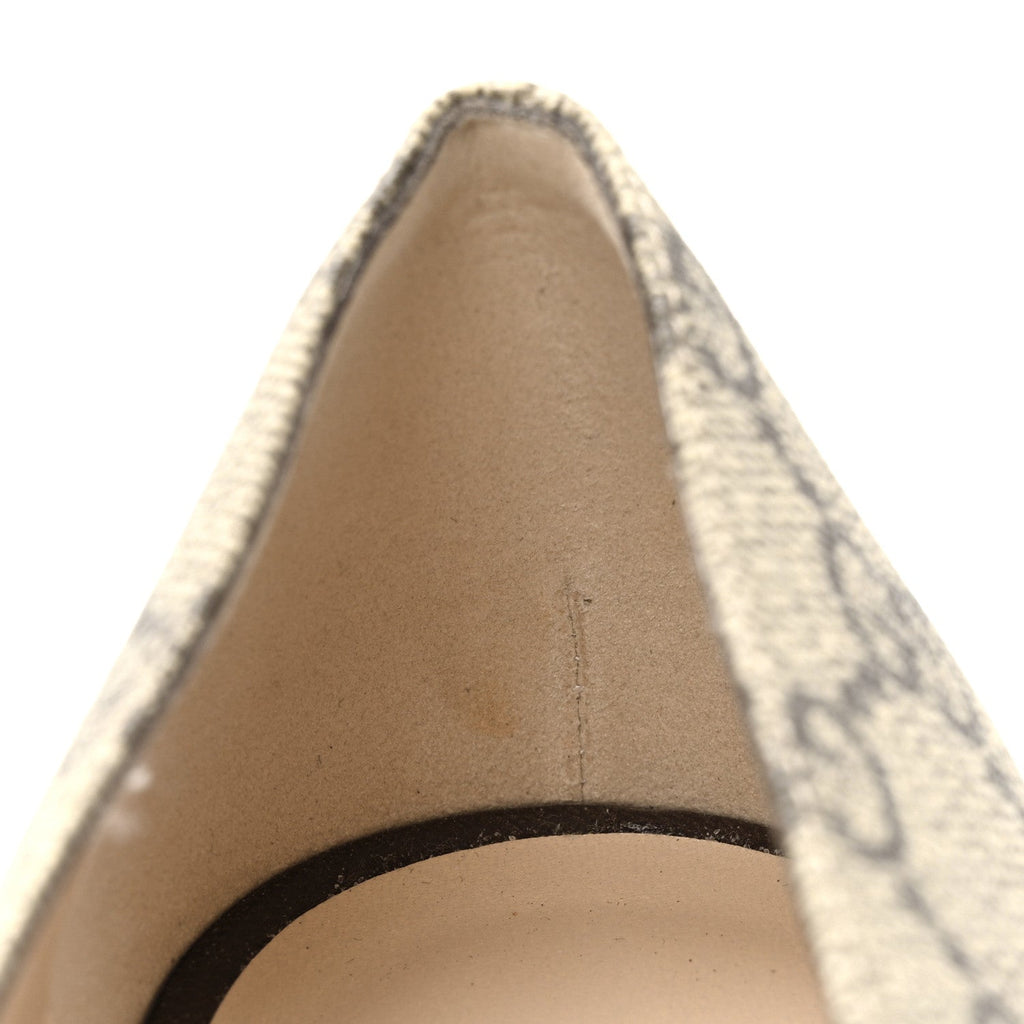 Gucci GG Supreme Monogram Malaga Kid Blondie Pumps 35.5 Beige Ebony New Acero