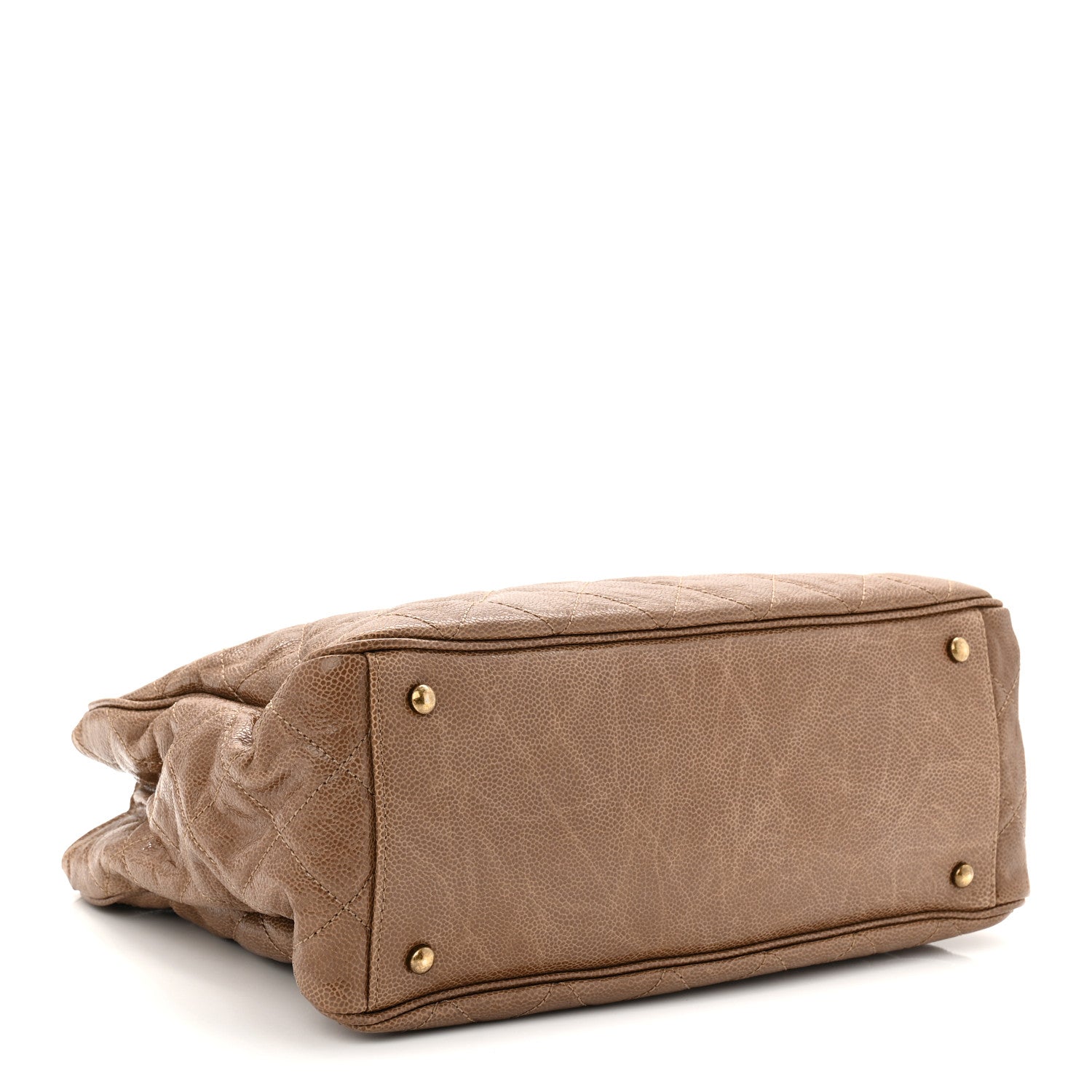 Chanel Glazed Caviar Quilted Small Shiva Tote Beige