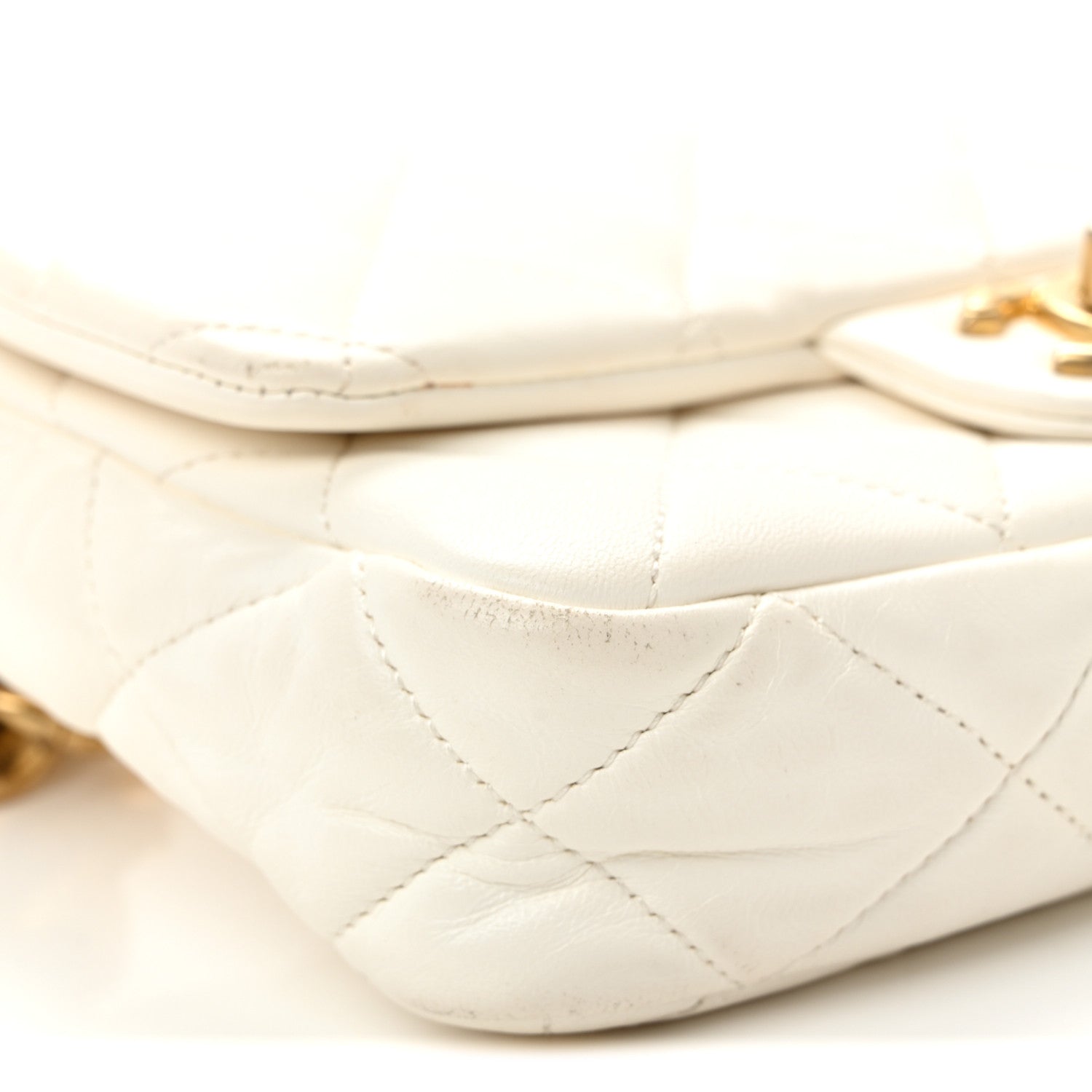 Chanel Lambskin Quilted Small CC Funky Town Flap White