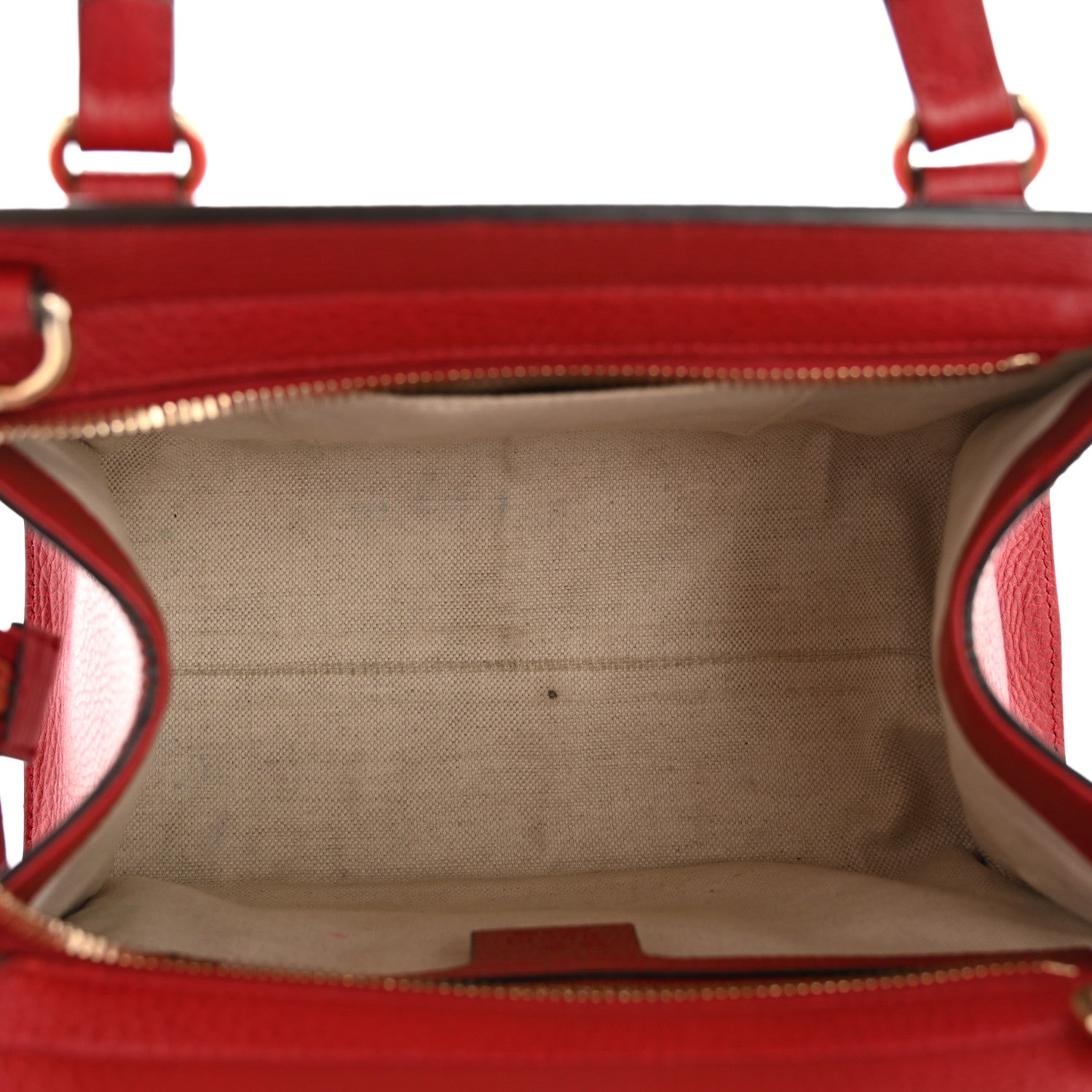 Gucci Dollar Calfskin Medium Soho Top Handle Satchel Hibiscus Red
