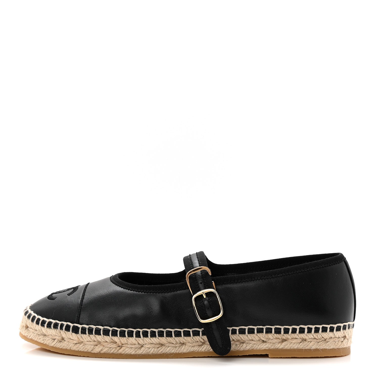 Lambskin Jute Mary Jane Flats 40 Black