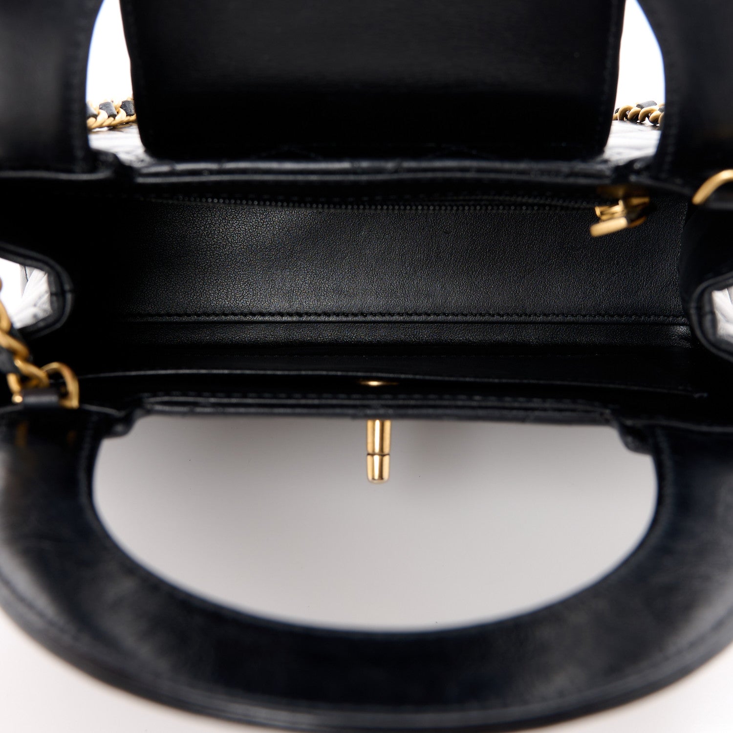 Chanel Shiny Aged Calfskin Quilted Nano Kelly Shopper Black