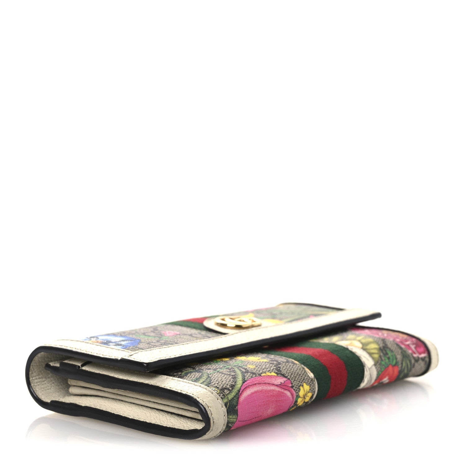 Gucci GG Supreme Monogram Flora Web Ophidia Continental Wallet White