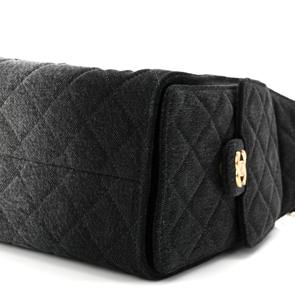 Chanel Washed Denim Quilted Small Chanel 25 Handbag Black