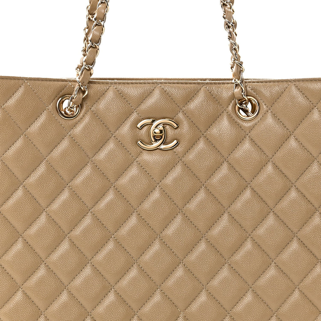 Chanel Caviar Quilted Large Shopping Tote Dark Beige
