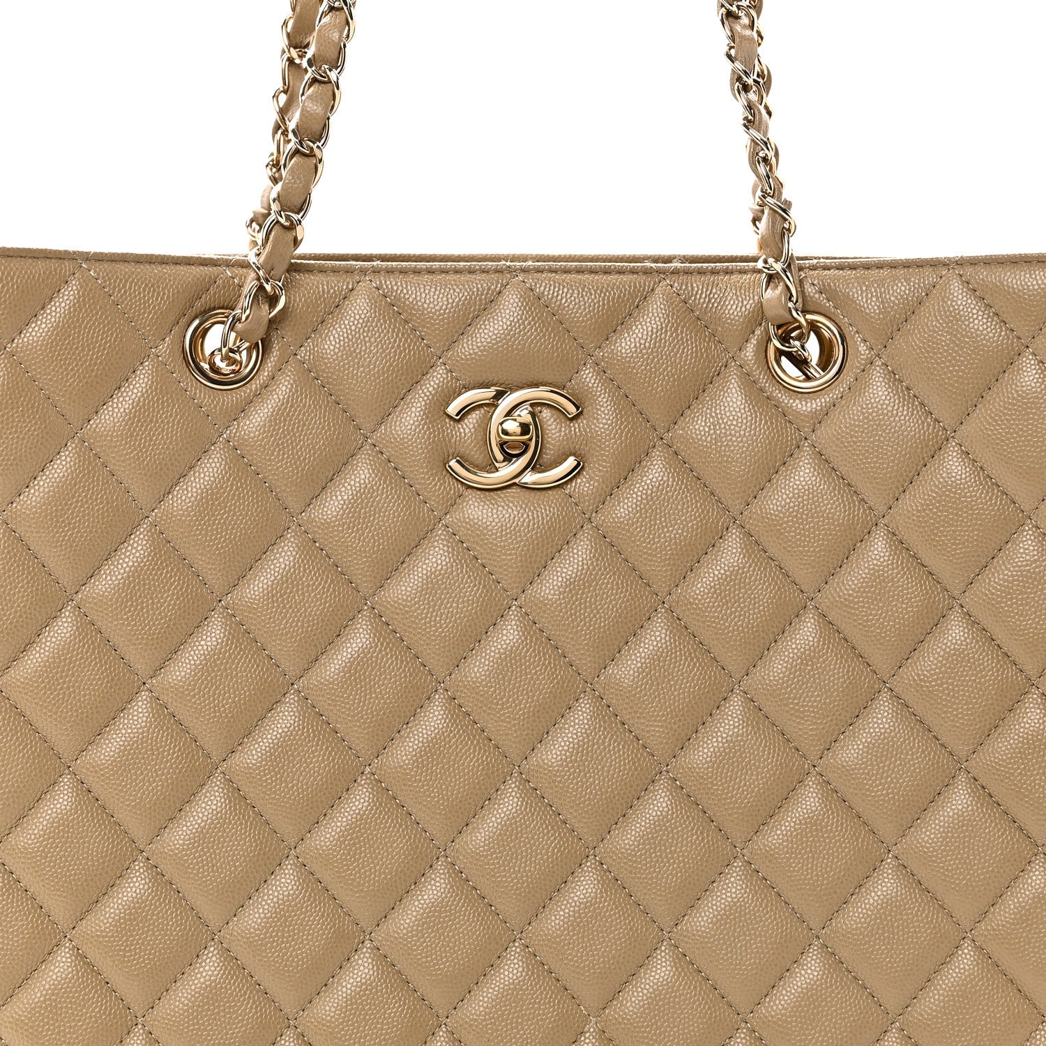 Chanel Caviar Quilted Large Shopping Tote Dark Beige