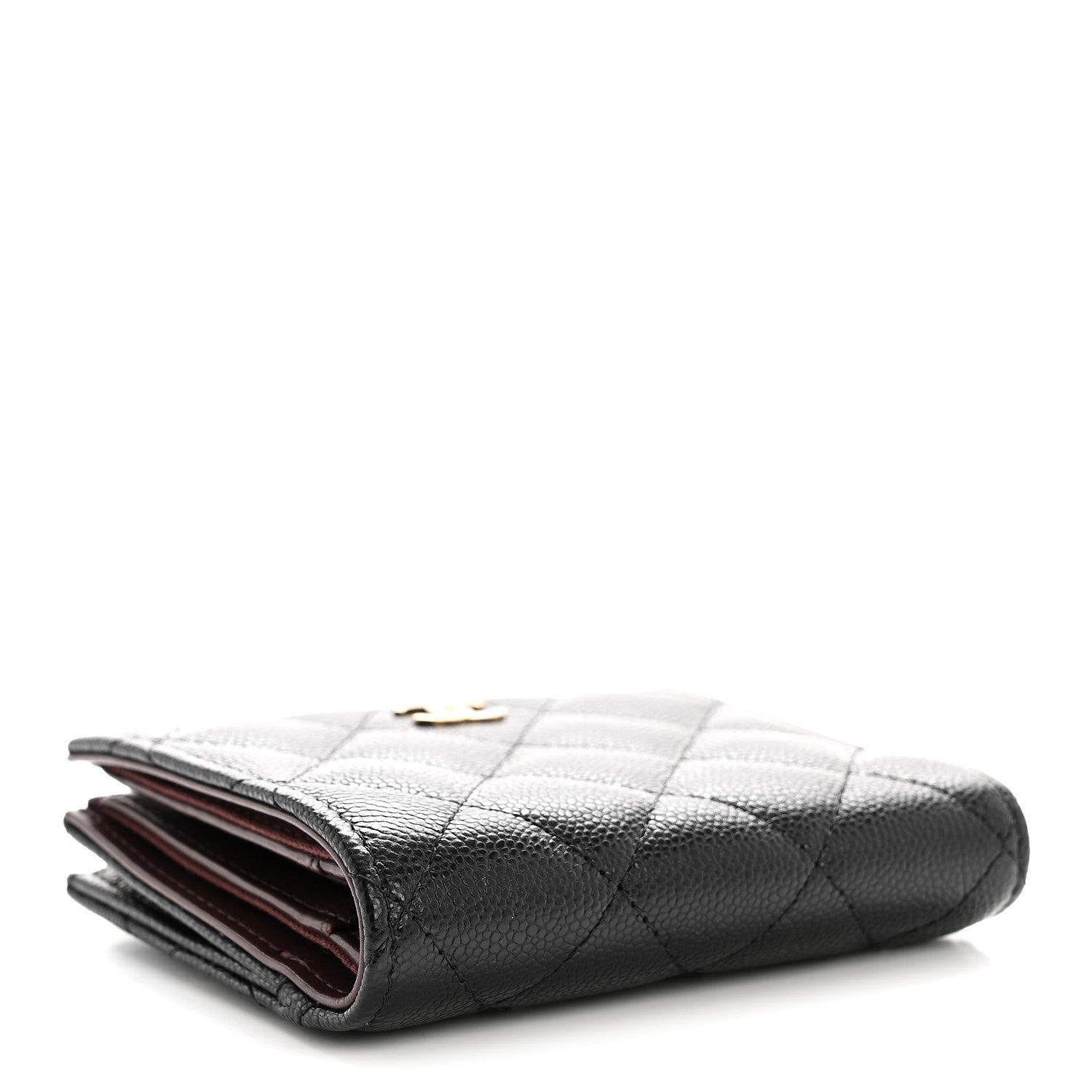 Caviar Quilted CC Zip Compact Wallet Black