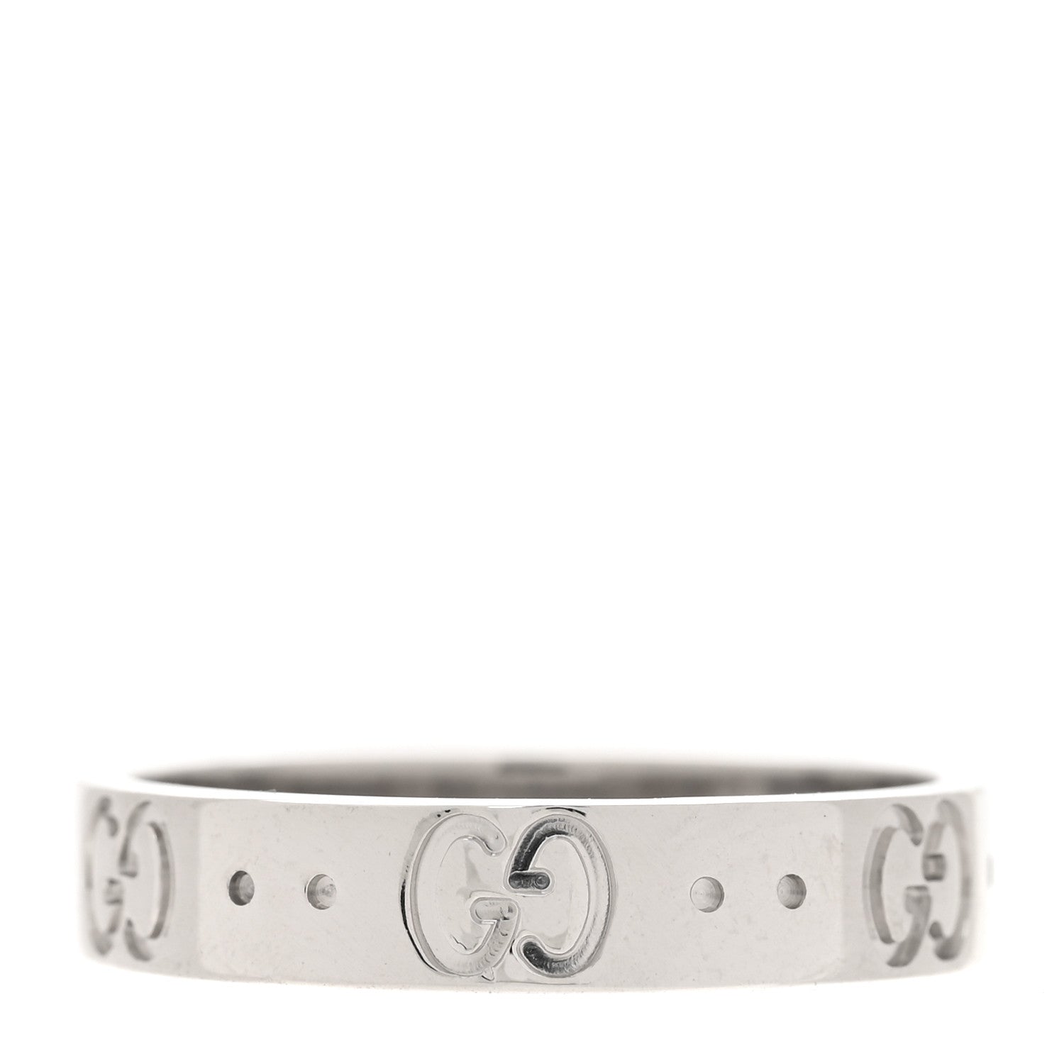 Gucci 18K White Gold 4mm Icon Thin Band Ring 52 6