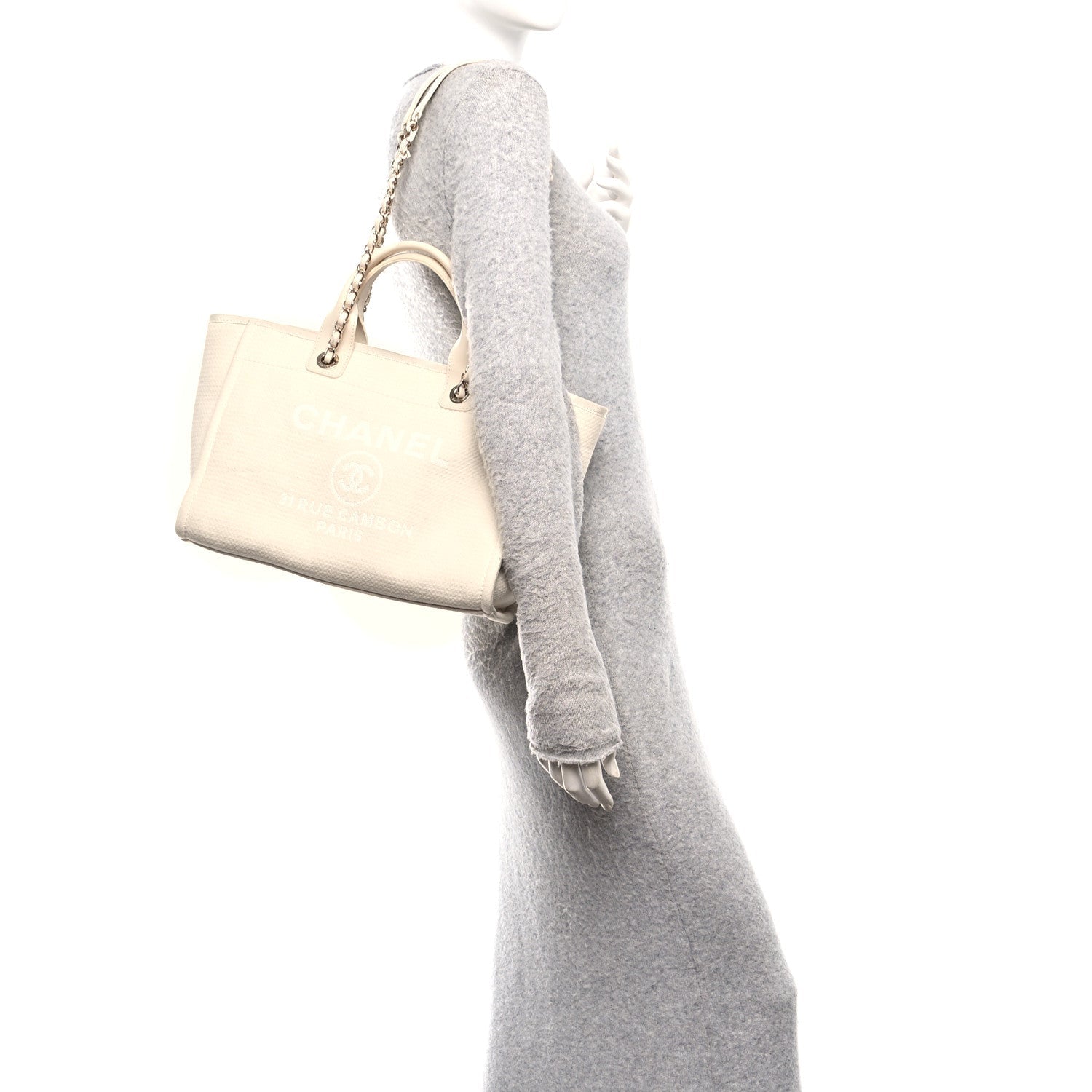 Chanel Mixed Fibers Small Deauville Tote White