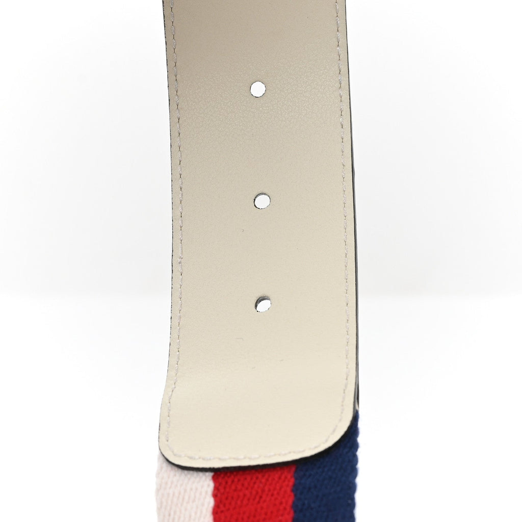 Gucci Nylon Calfskin Sylvie Web Double G 40mm Belt 95 38 Mystic White Hibiscus Red Maritime
