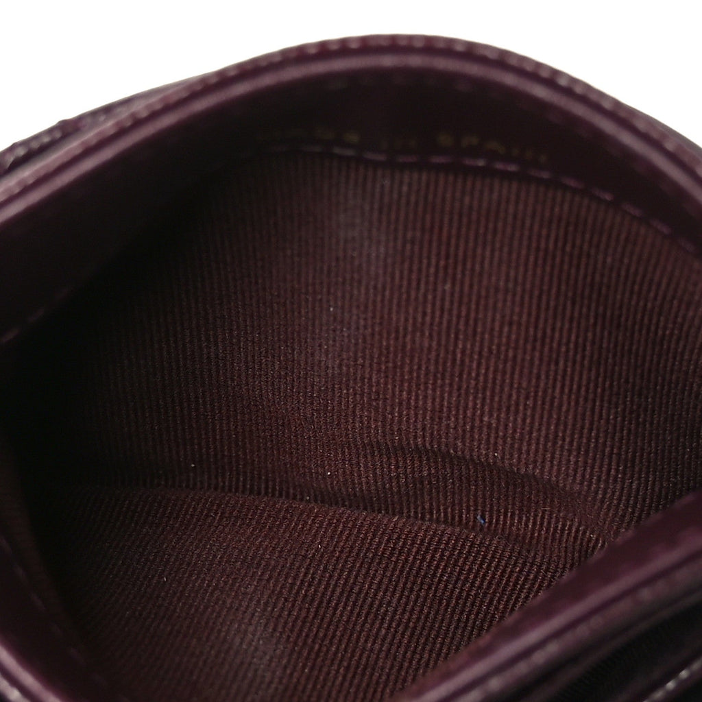 Caviar Quilted Crystal Card Holder Burgundy