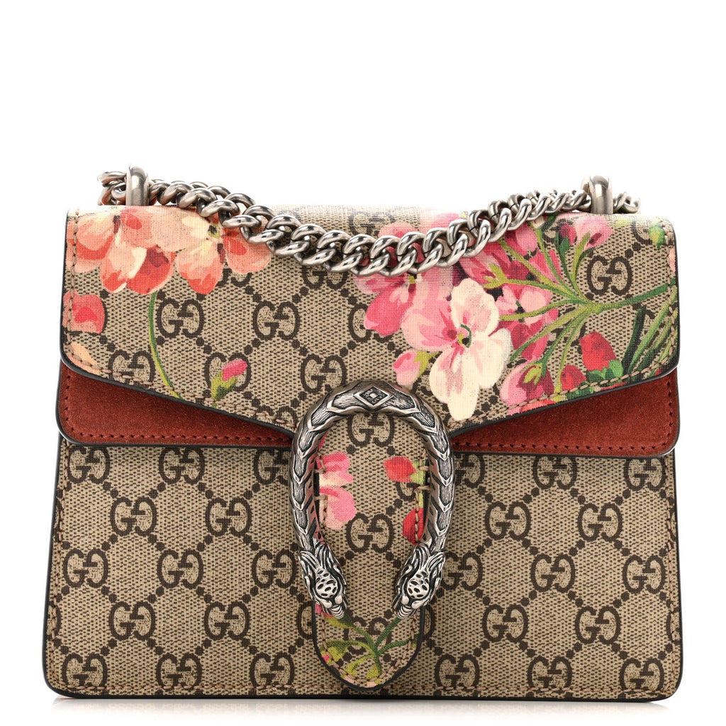 Gucci GG Supreme Monogram Blooms Mini Dionysus Shoulder Bag Beige Multicolor Dry Rose
