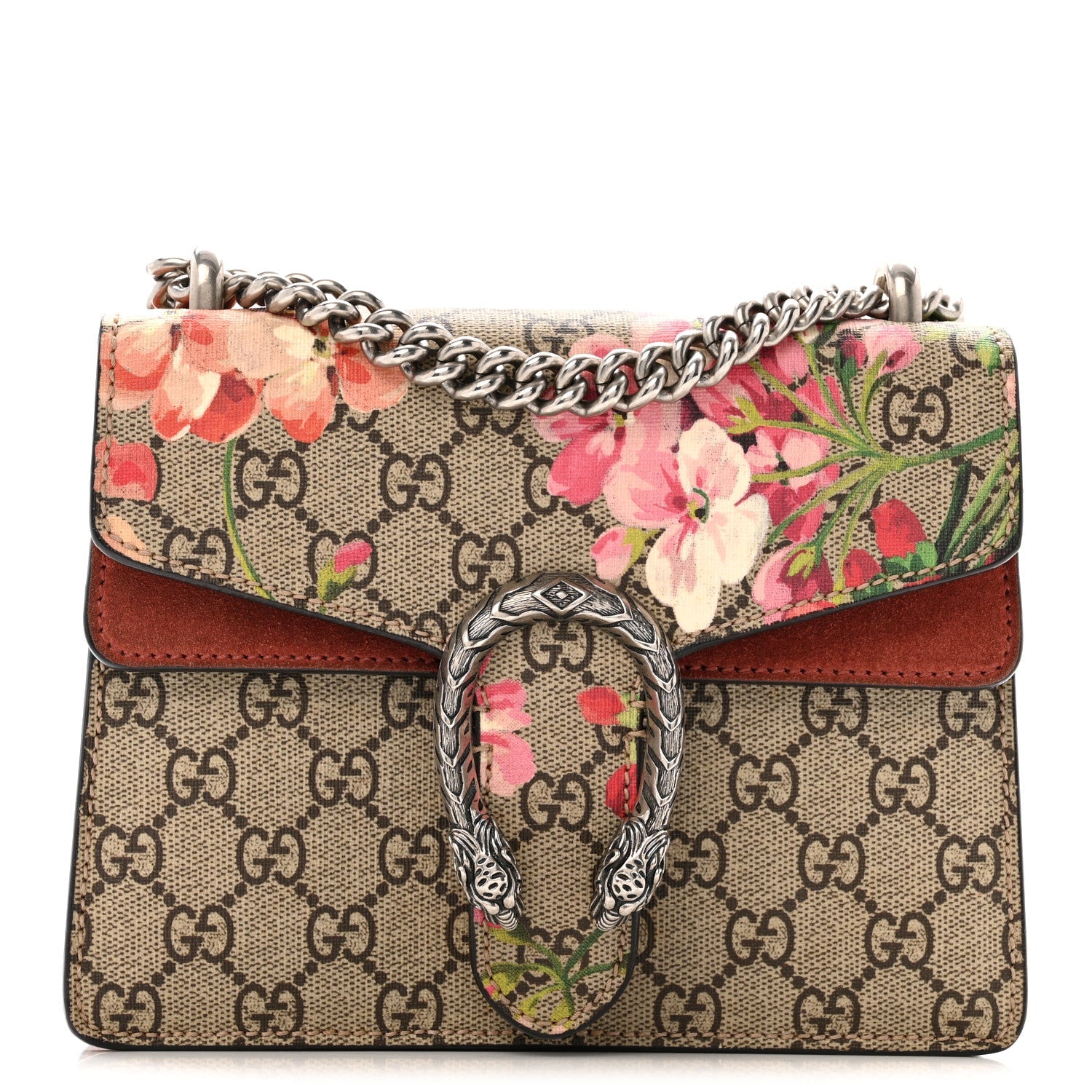Gucci GG Supreme Monogram Blooms Mini Dionysus Shoulder Bag Beige Multicolor Dry Rose