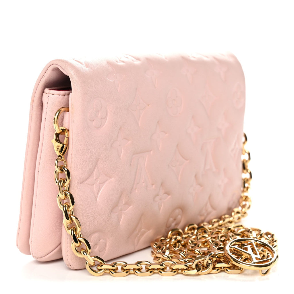 Louis Vuitton Lambskin Embossed Monogram Pochette Coussin Rose