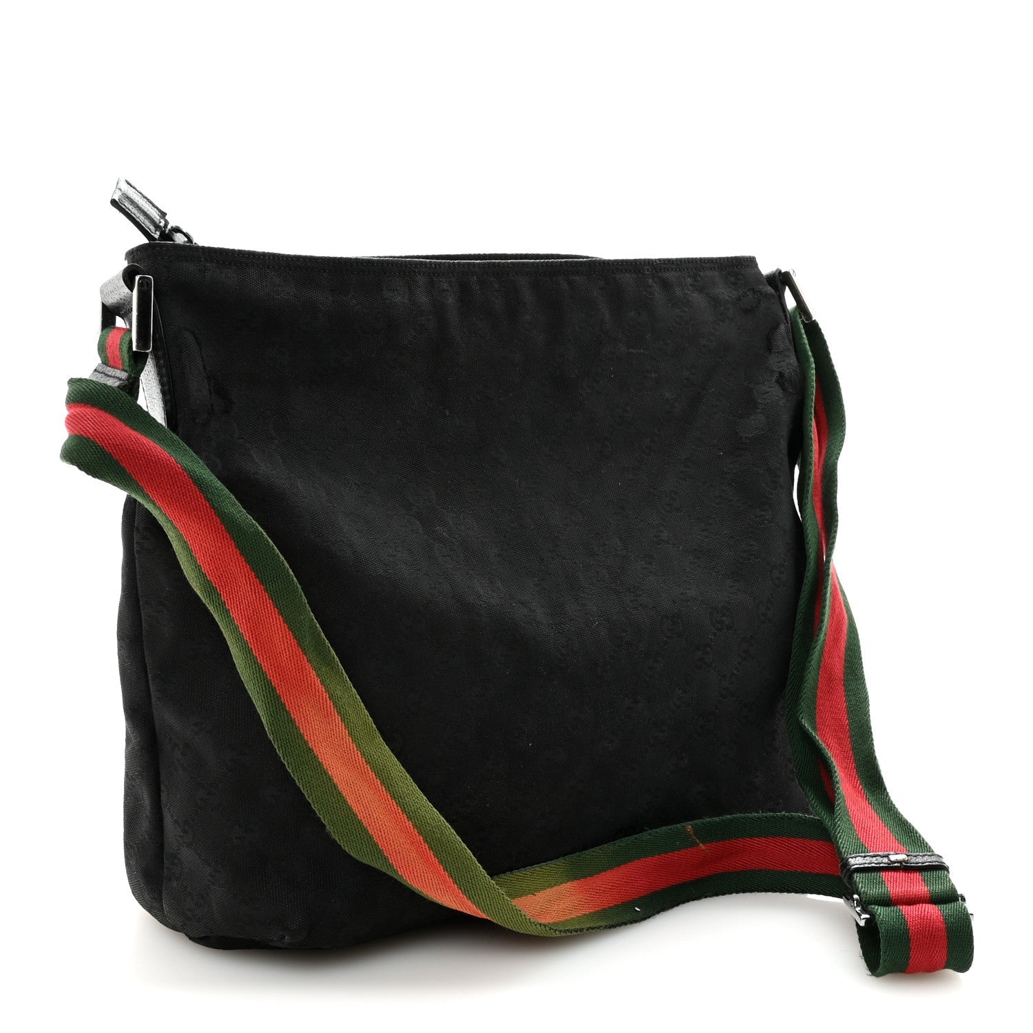 Gucci Monogram Web Medium Flat Messenger Bag Black