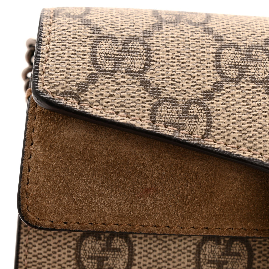 Gucci GG Supreme Monogram Super Mini Dionysus Shoulder Bag Taupe