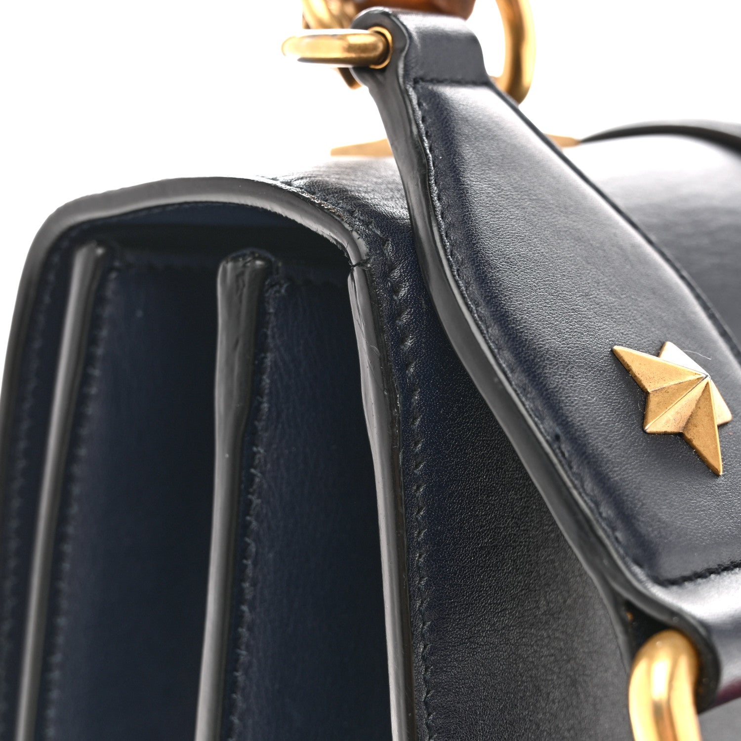 Gucci Moon Calfskin Web Medium Dionysus Bamboo Top Handle Bag Blue Emerald Hibiscus Red