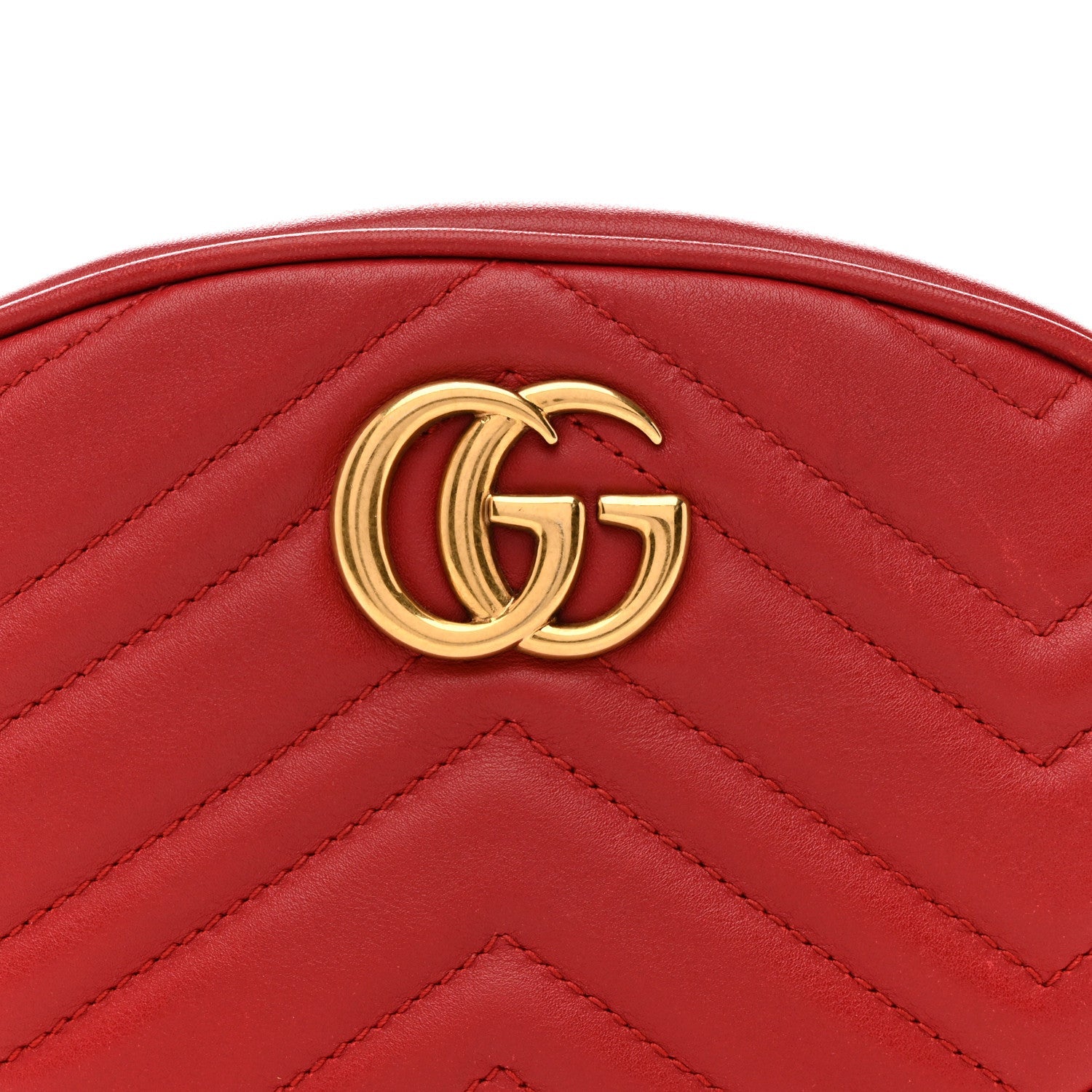 Gucci Calfskin Matelasse GG Marmont Belt Bag 85 34 Hibiscus Red