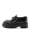 Prada Metal Triangle Logo Double Chocolate Loafers 38 Black