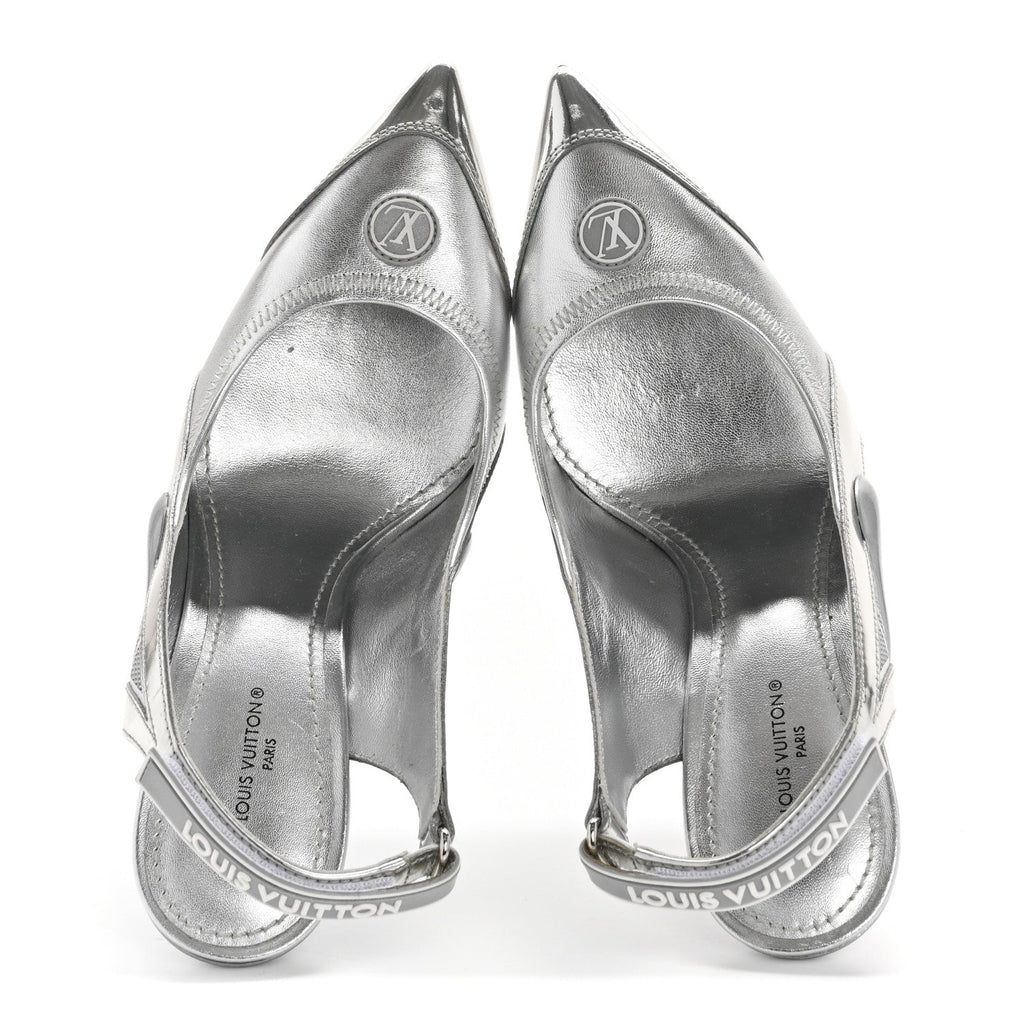 Louis Vuitton Metallic Lambskin Archlight Slingback Pumps 37.5 Argent