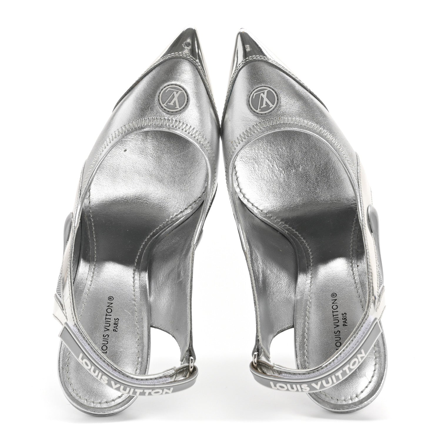 Louis Vuitton Metallic Lambskin Archlight Slingback Pumps 37.5 Argent