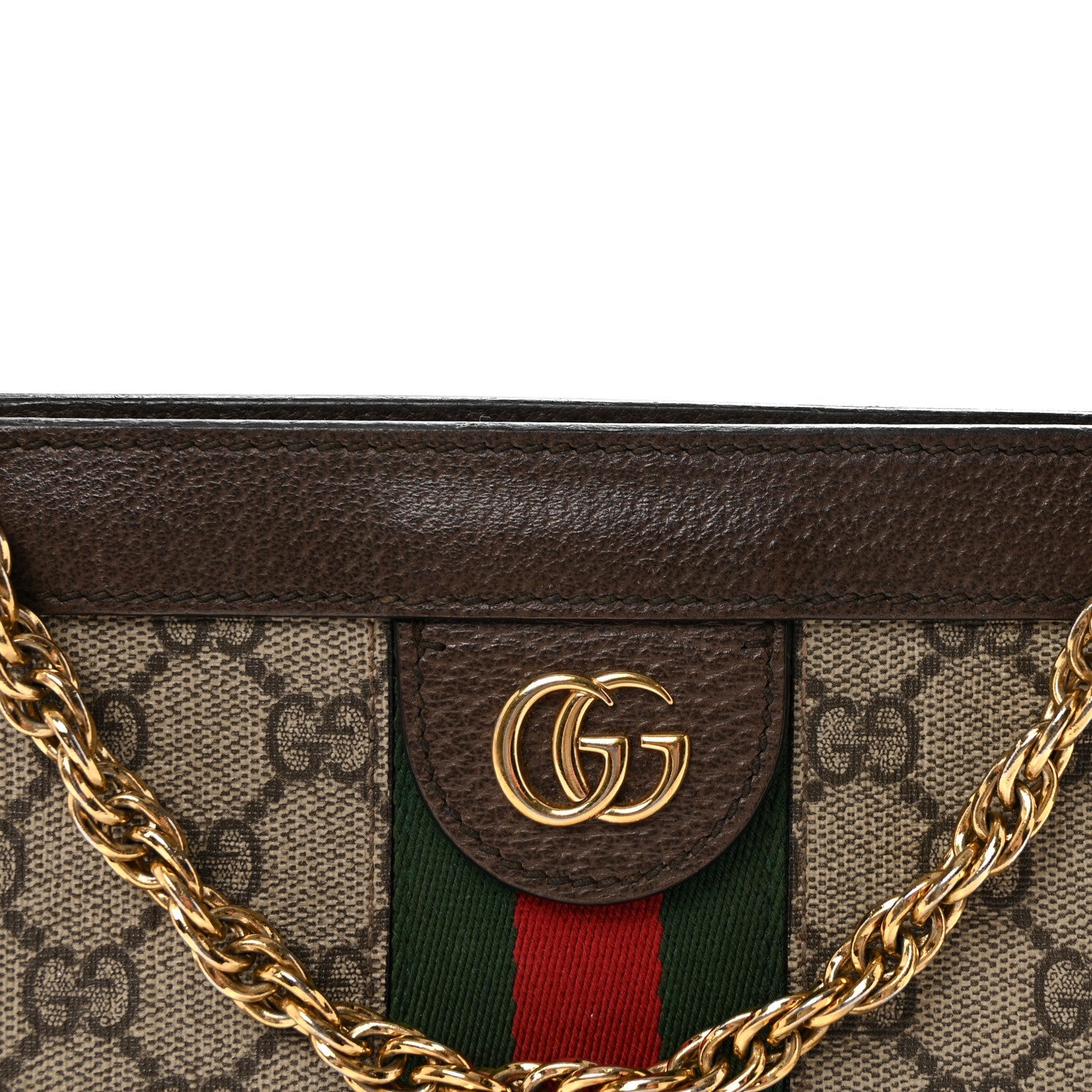Gucci GG Supreme Monogram Web Small Ophidia Chain Shoulder Bag Brown