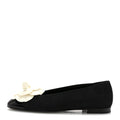 Chanel Suede Patent Cap Toe Camellia Ballerina Flats 39.5 Black White