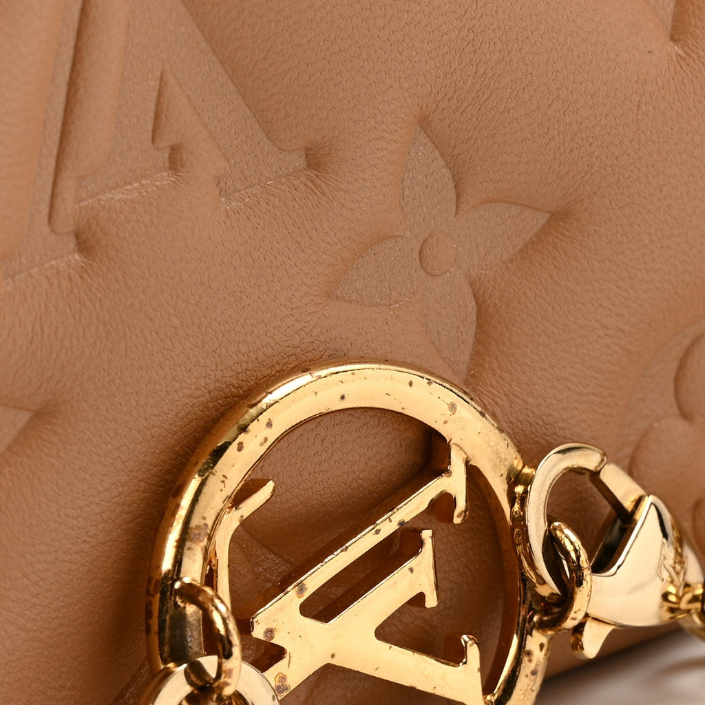 Louis Vuitton Lambskin Embossed Monogram Pochette Coussin Camel