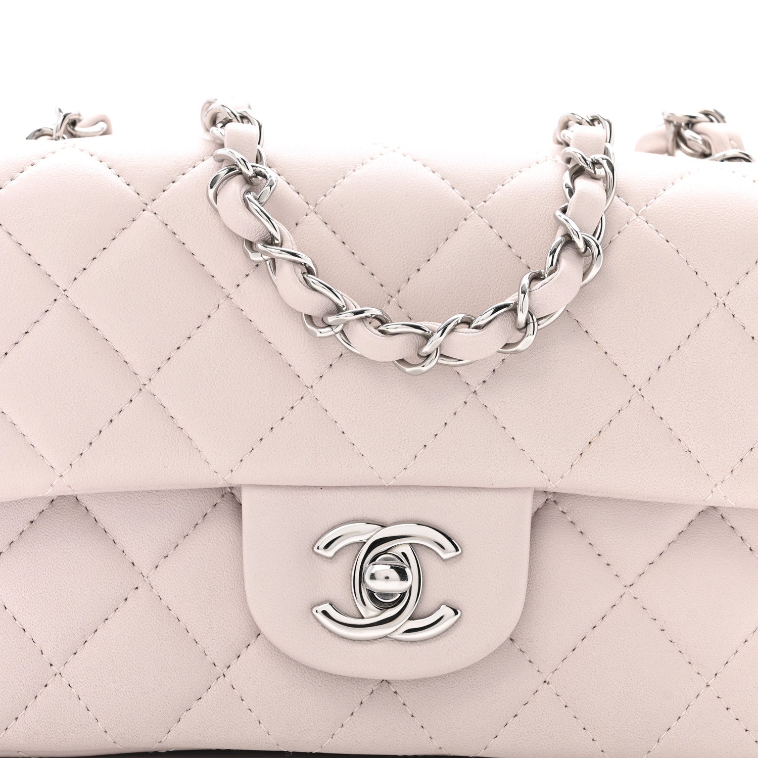 Chanel Lambskin Quilted Mini Rectangular Flap Light Purple