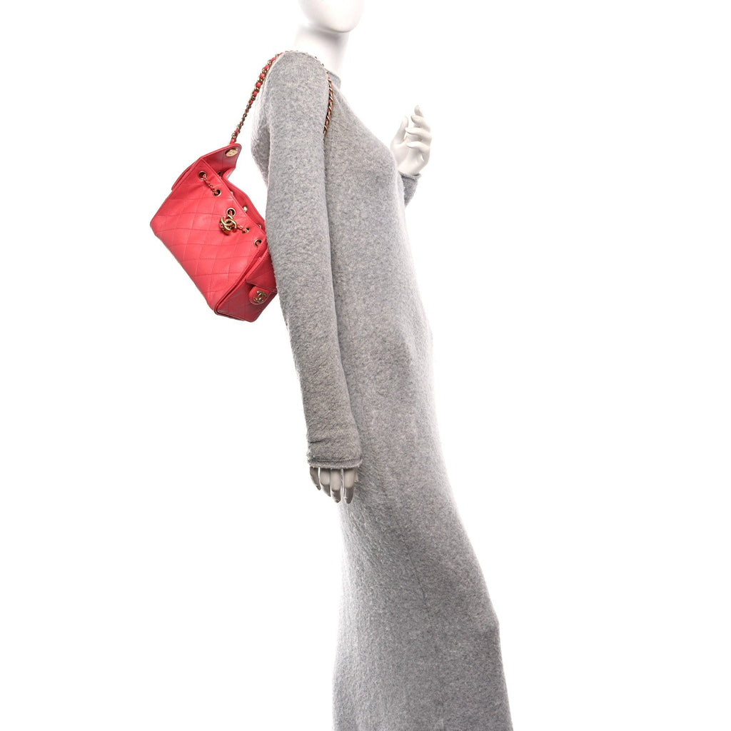 Chanel Caviar Quilted Mini Chanel 25 Handbag Coral